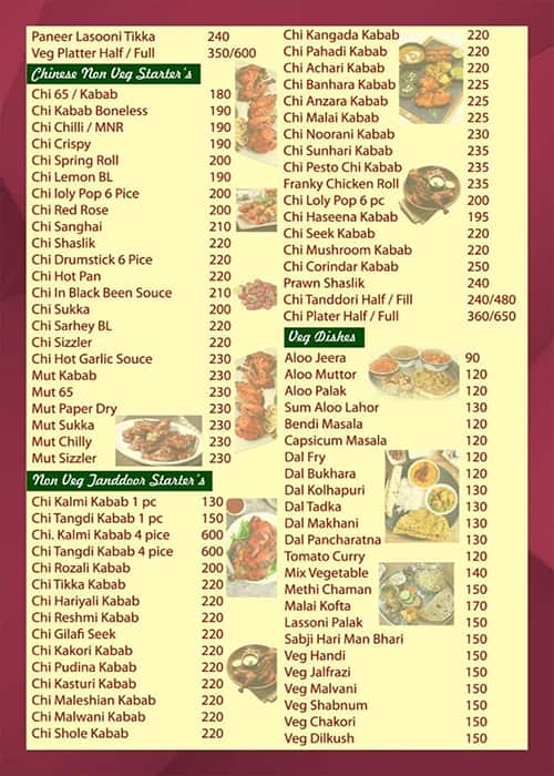 Menu of Hotel Royal Garden, Vapi Locality, Vapi