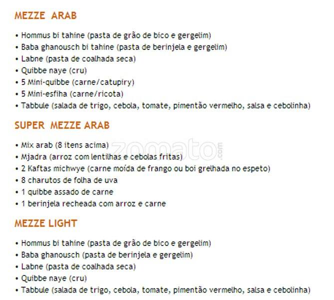 Arab cardápio