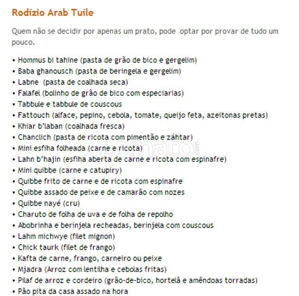 Arab cardápio