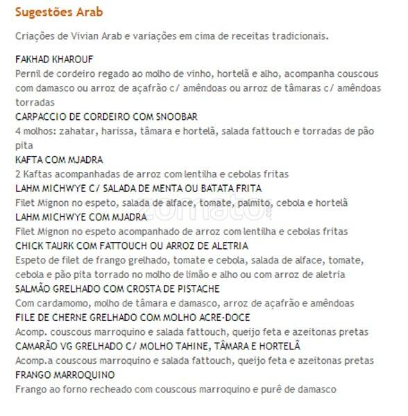 Arab cardápio