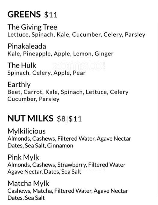 Daily Press Juicery Menu, Menu for Daily Press Juicery, Grange Park