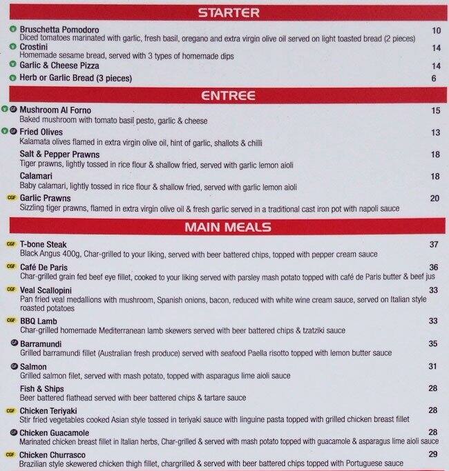 Piccolo Roma Menu, Menu for Piccolo Roma, Sydney Olympic Park, Sydney