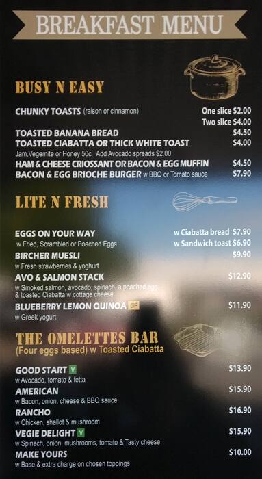 Menu At Cafe Essence Brisbane City