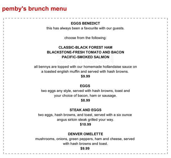 Pemberton Station Pub Menu, Menu for Pemberton Station Pub, Lower