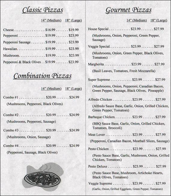 Pizza Pro menu