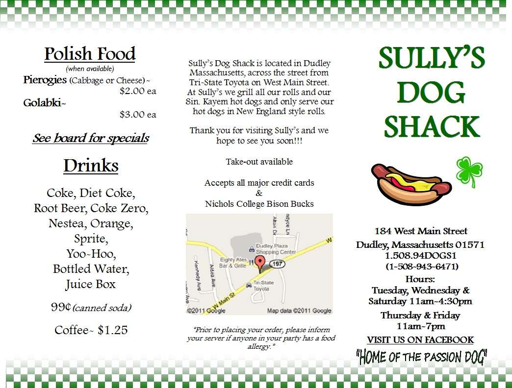 Sully's Dog Shack Menu, Menu for Sully's Dog Shack, ster, ster