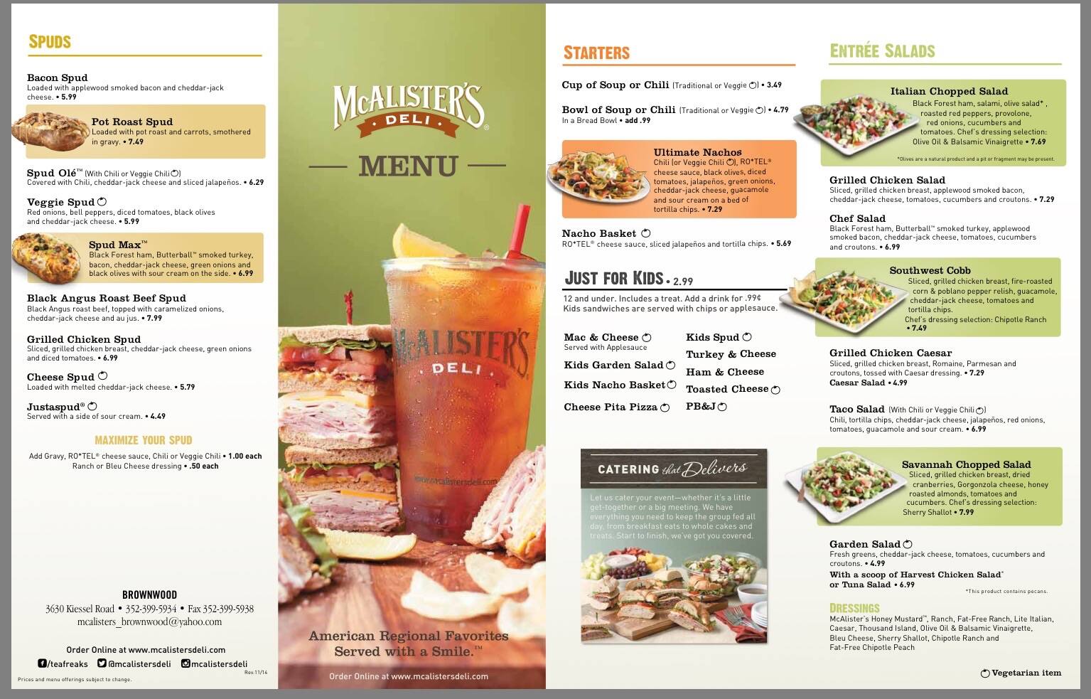 Mcalister s Deli Printable Menu