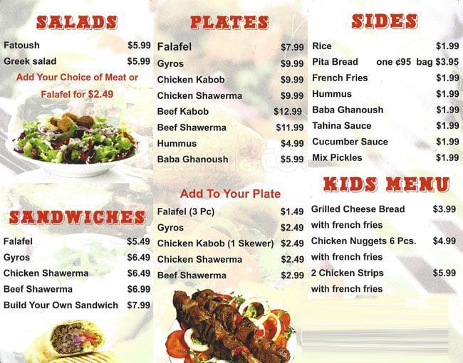 Tiba Grill Menü, Tiba Grill, Arlington, Arlington için Menü