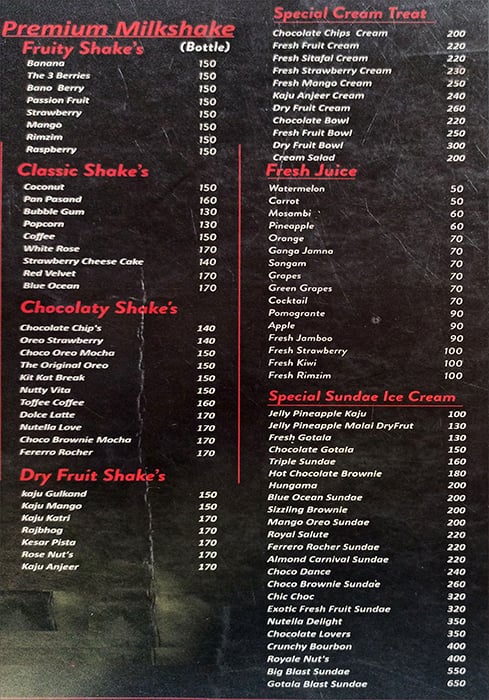 Menu At B Creamy By Bismillah, Surat, Opposite Railway Station