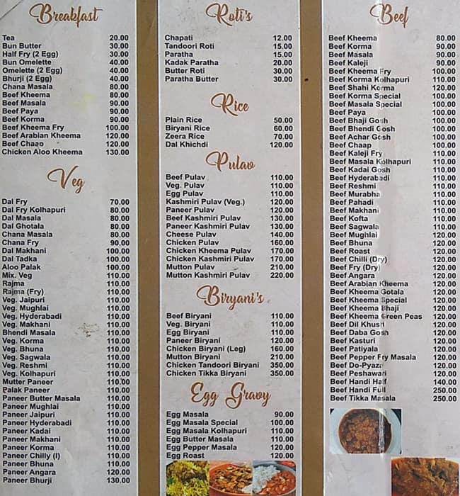 Madinah Restaurant menu