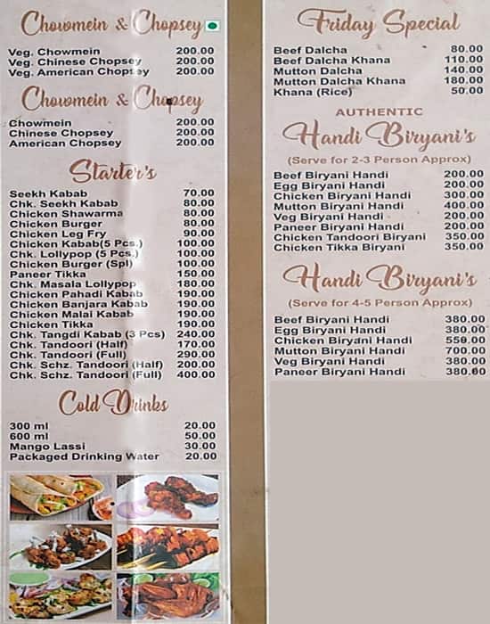 Madinah Restaurant menu