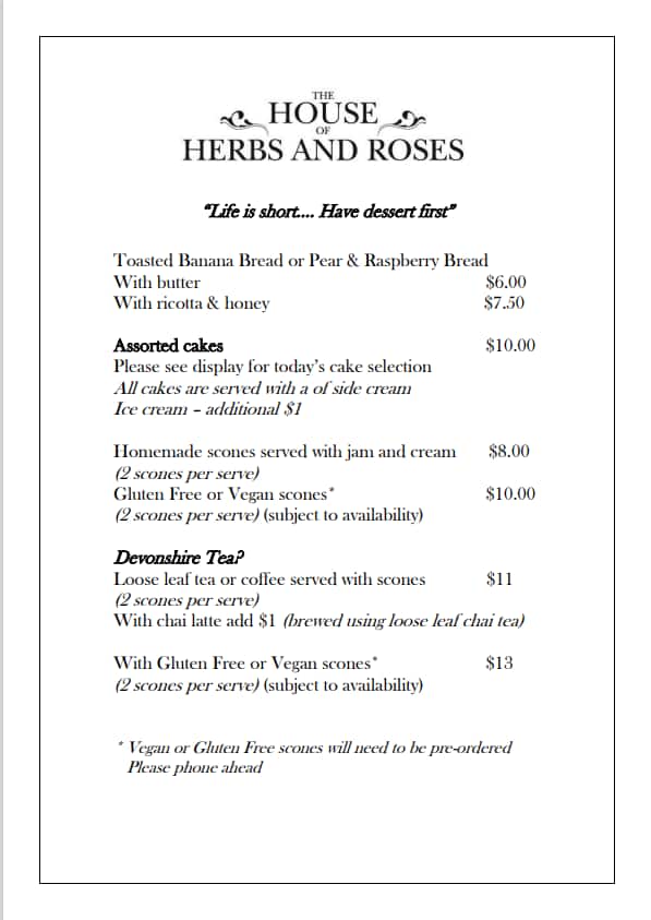 house of herbs and roses high tea
