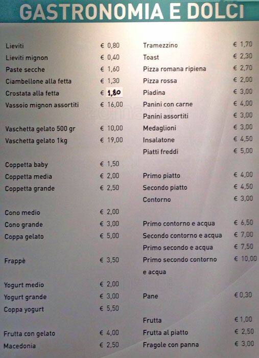 Ciristora Caffè menu