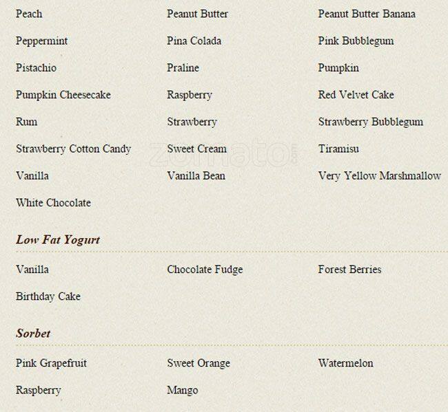 Menu at Marble Slab Creamery desserts, Charlotte, Rea Rd C