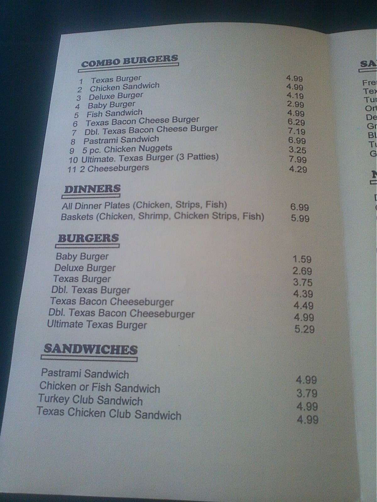 Menu at Dairy Snack Drivein restaurant, Parlier