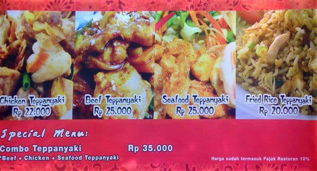 Menu at Teppanyaki restaurant, South Tangerang, Lotte Mart Bintaro ...