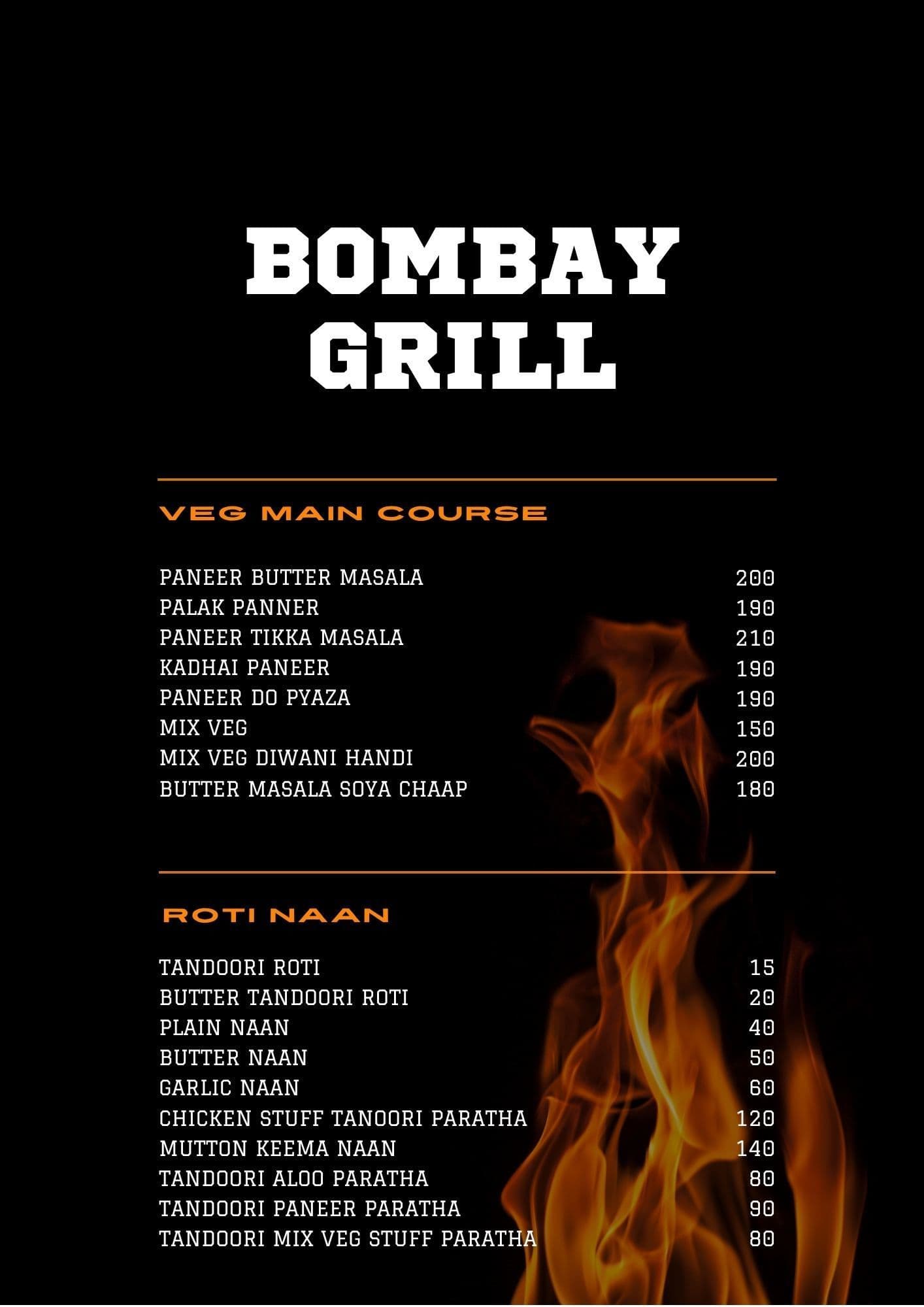 Menu at Bombay grill, Ajmer