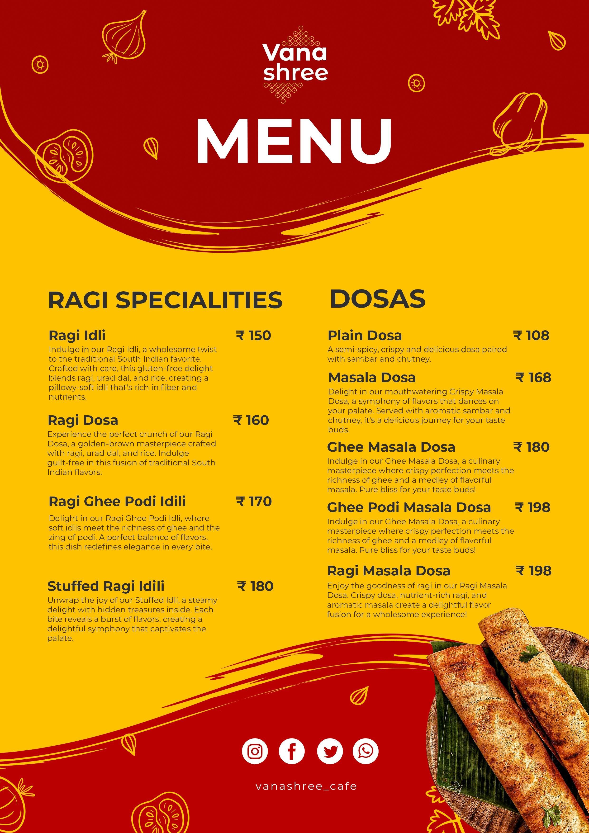 Menu of Vanashree, Law College Road, Pune
