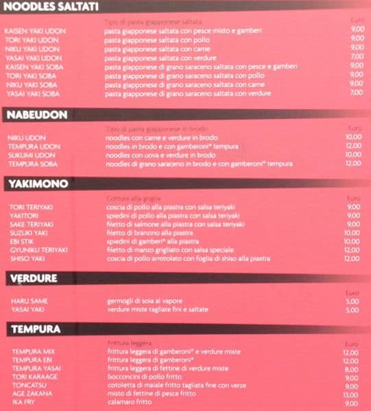 Menu di KENJI LIGHT 