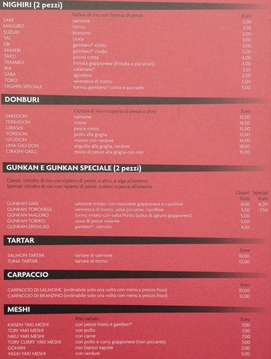 Menu di KENJI LIGHT 