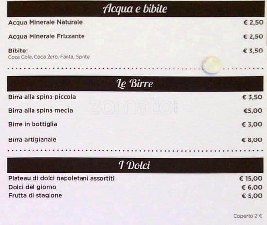 Menu de Napoli 1820 Pizzeria - Milano