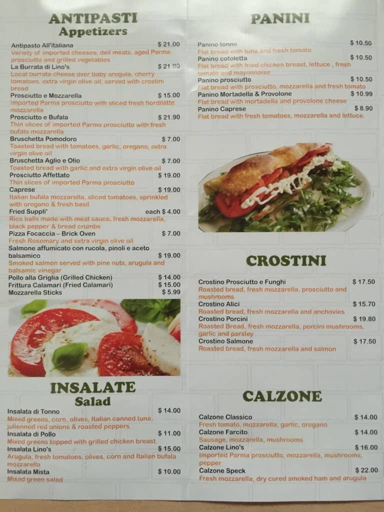 Lino's Pizza Menu, Menu for Lino's Pizza, Hollywood/Hallandale, Miami