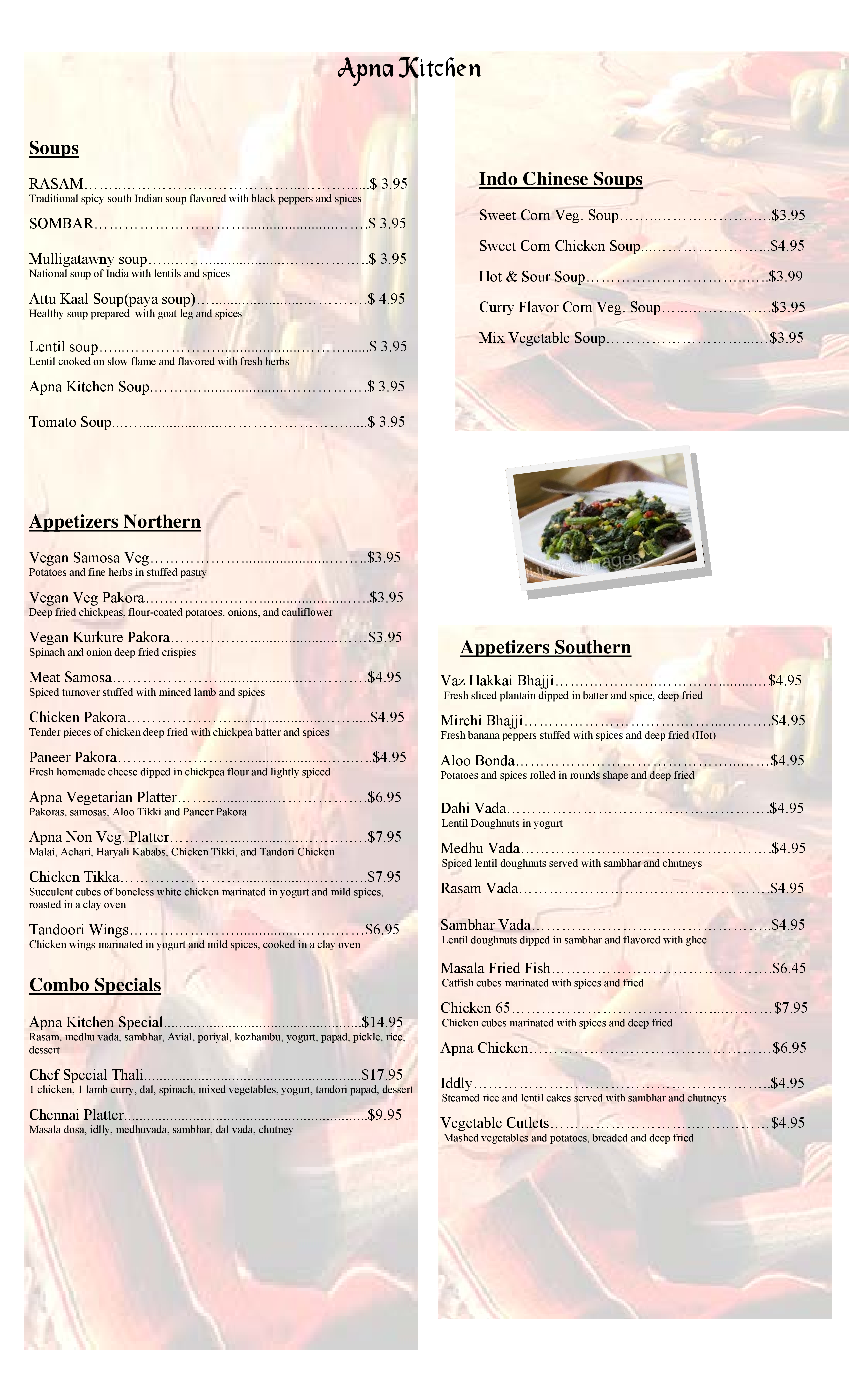 Apna Kitchen Menu Menu For Apna Kitchen Columbus Columbus