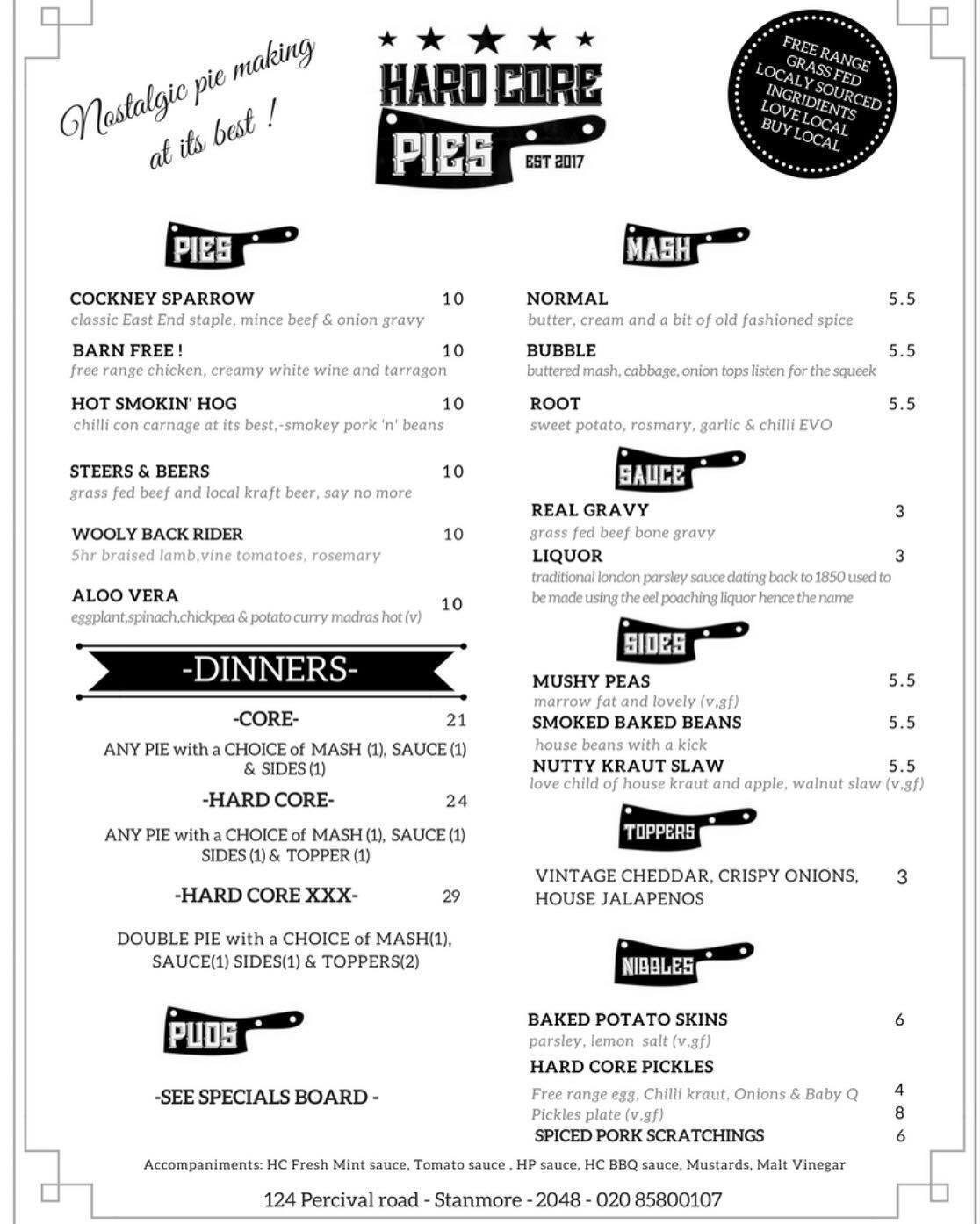 Core Catering & Hardcore Pies Menu Urbanspoon/Zomato