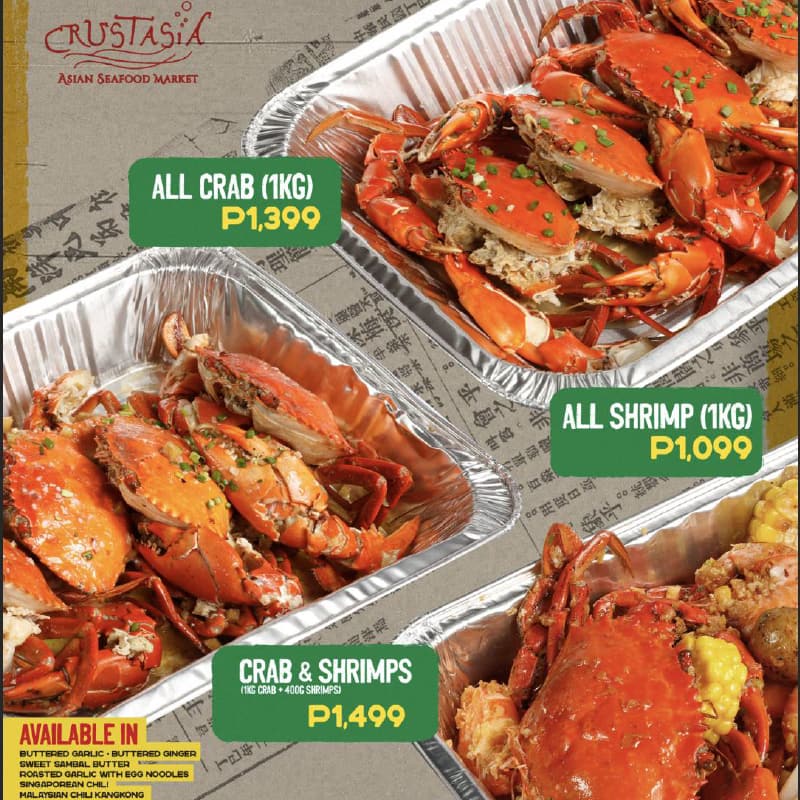 Menu at Crustasia Asian Seafood Market, Pasay