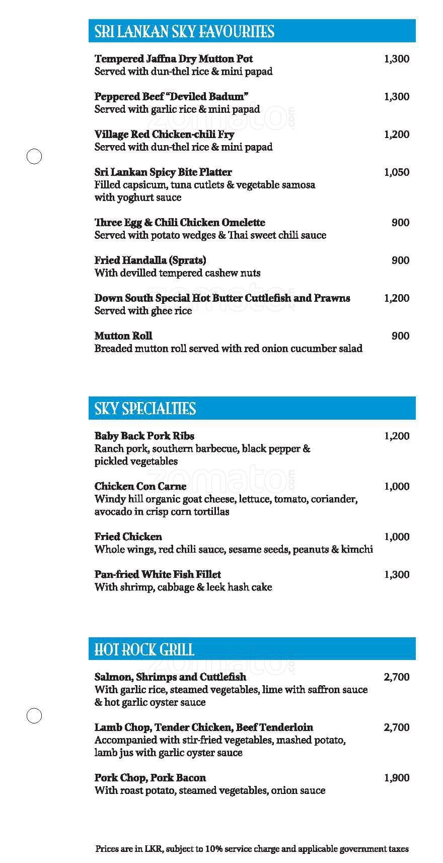 Sky Lounge The Kingsbury Menu Zomato Sri Lanka Sky Lounge The Kingsbury Menu Zomato Sri Lanka