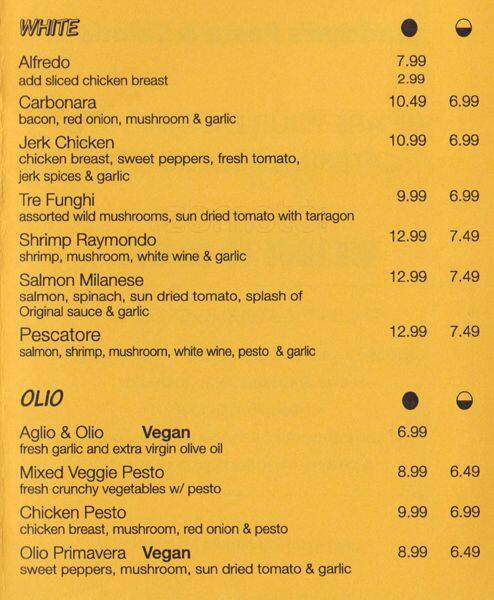 Daddyo's menu