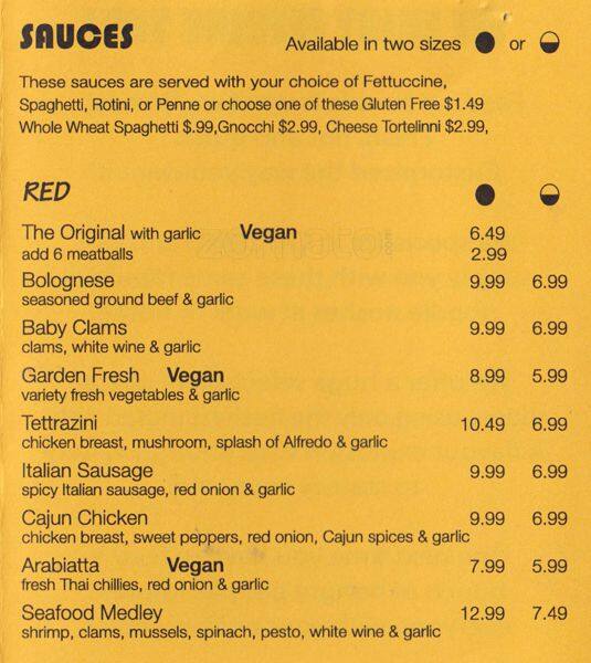 Daddyo's menu