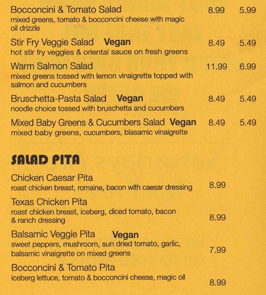 Daddyo's menu