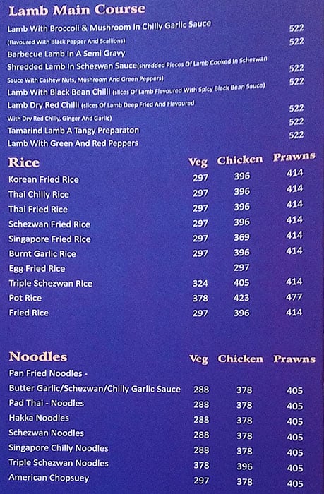 Taaareef Restaurant menu