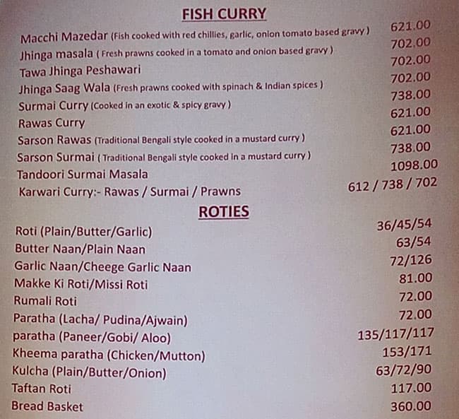 Taaareef Restaurant menu