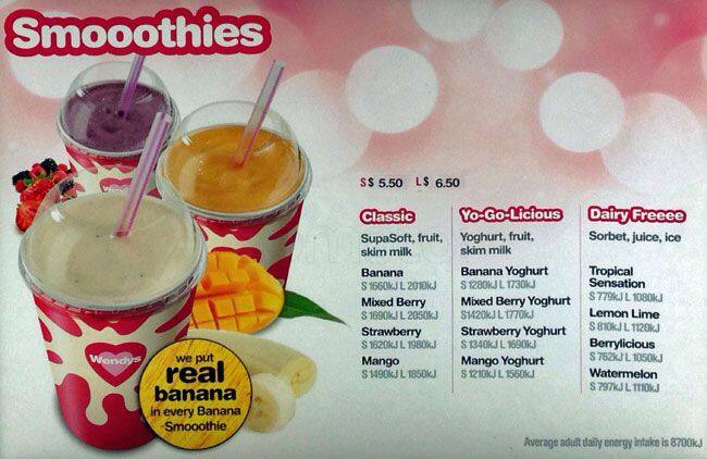 Wendy's menu