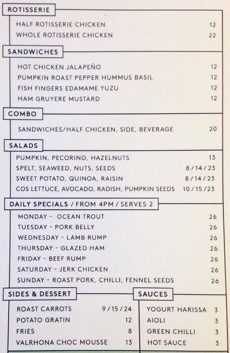 The Chicken Shop Menu, Menu for The Chicken Shop, Paddington, Sydney ...