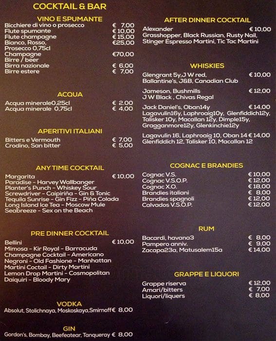 Menu di UNAHOTELS Decò 