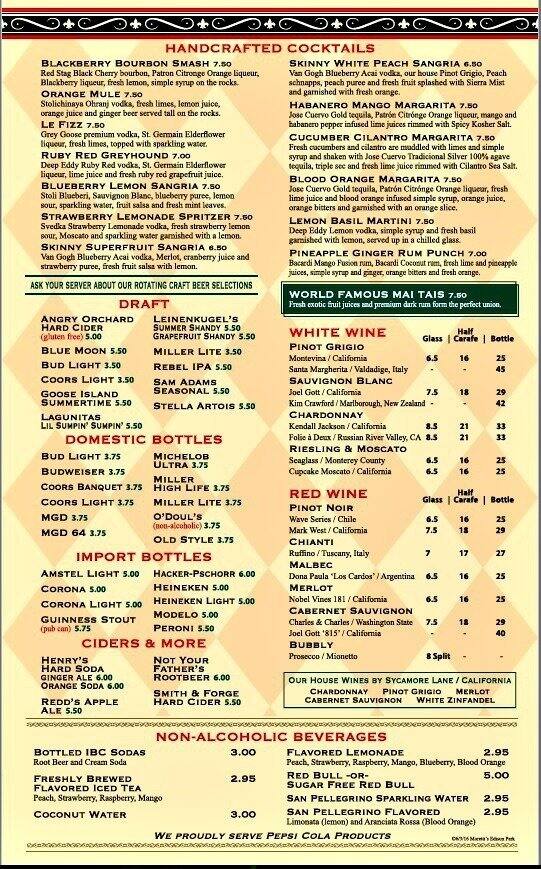 Menu at Moretti's Ristorante And Pizzeria, Mount Prospect, Busse Rd