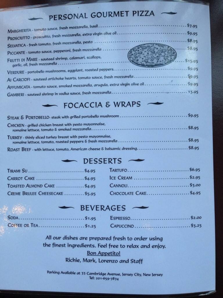 Menu at Renatos pizzeria, Jersey City