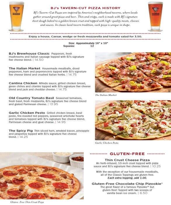Bj S Restaurant And Brewhouse Menu