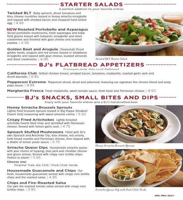 Menu at BJ's Restaurant & Brewhouse, Avon, Rockville Rd