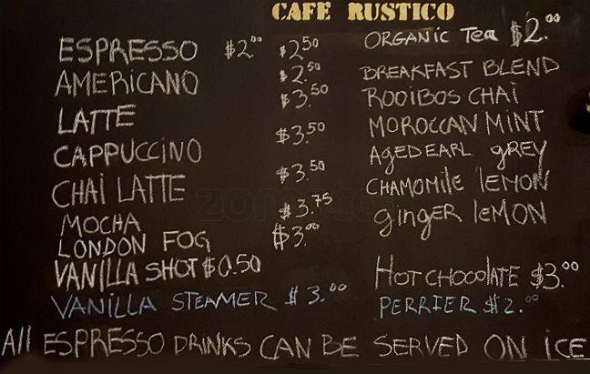 Cafe Rustico menu