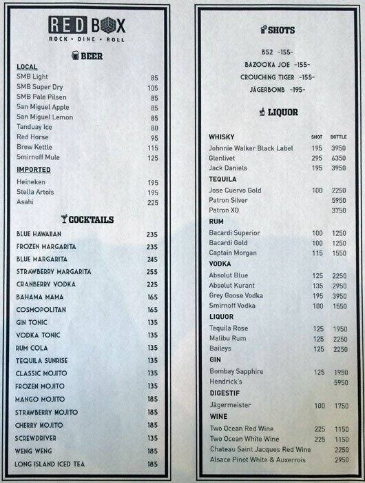 Red Box Menu, Menu for Red Box, Greenbelt, Makati City Zomato Philippines