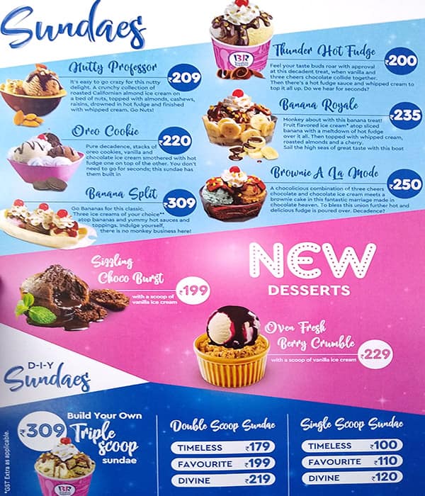 Menu at Baskin Robbins, Gurugram, Near 4243 Metro Station