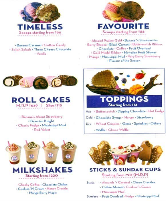 Baskin Robbins Menu, Menu for Baskin Robbins, Sahibabad, Ghaziabad Zomato