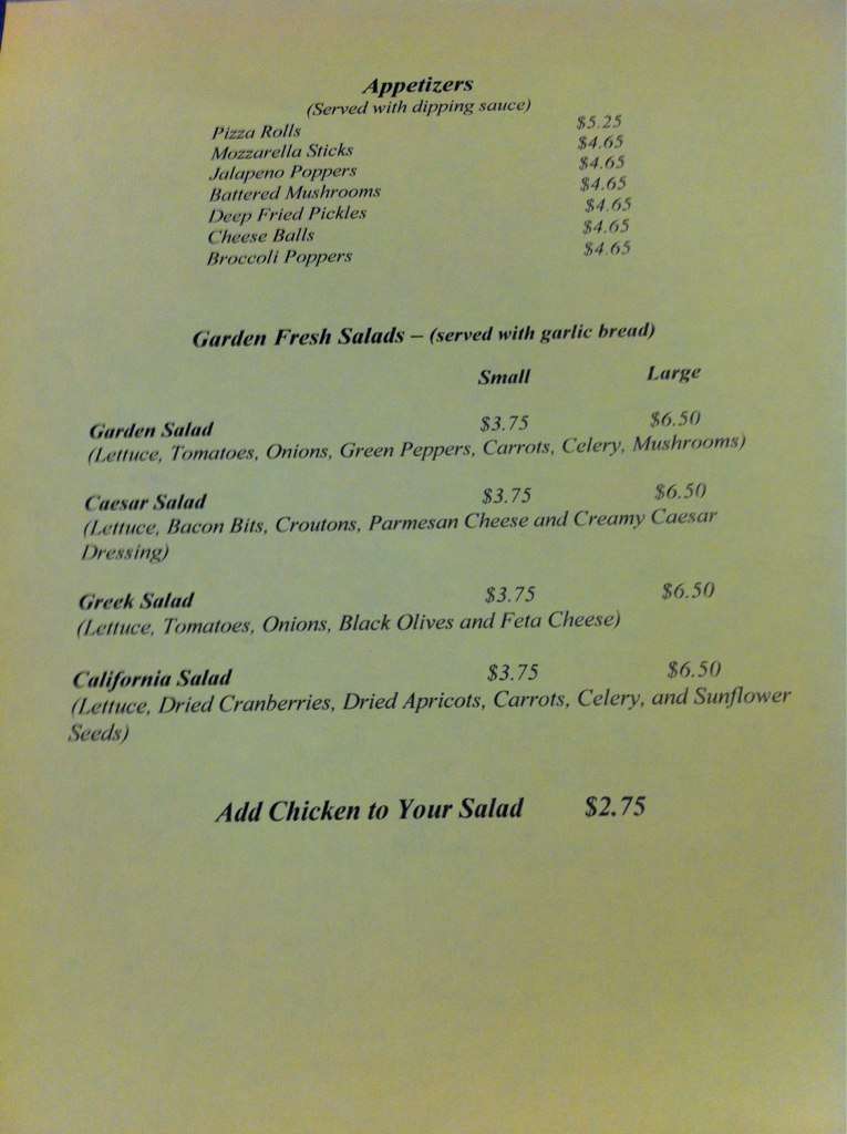 Smiley'z menu