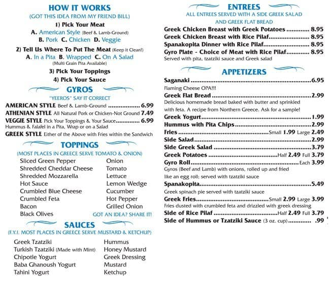 Gyro-ména Menu, Menu For Gyro-ména, Greektown, Chicago - Urbanspoon Zomato