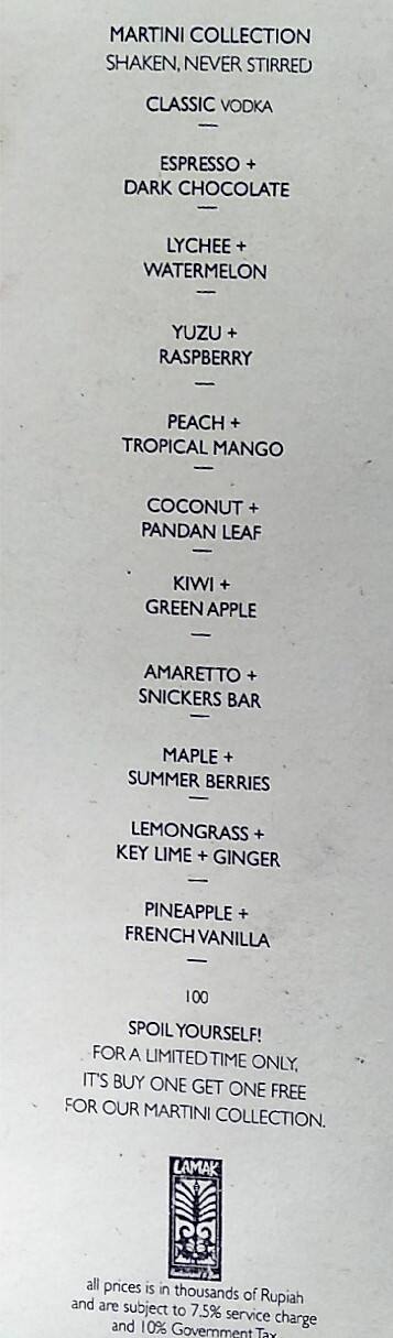 Carta de Lamak Restaurant & Bar