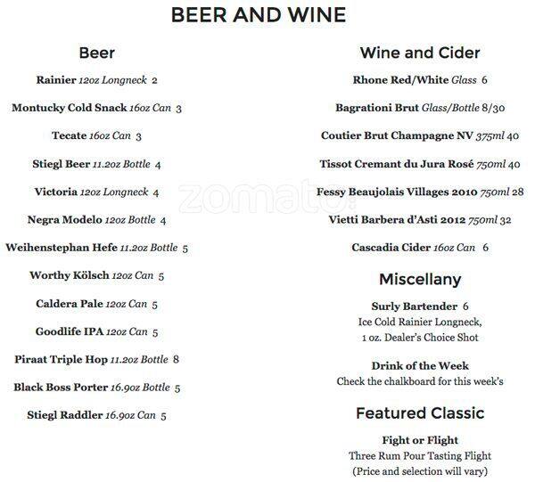 Rum Club Menu, Menu for Rum Club, Buckman, Portland Urbanspoon/Zomato